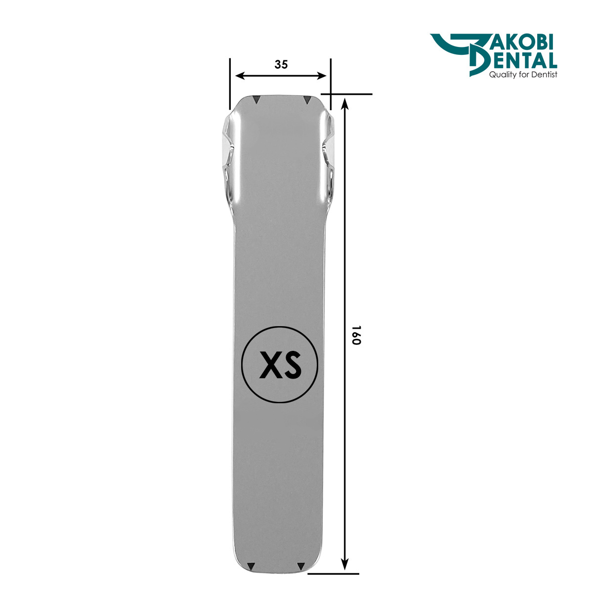 Stainless steel photo mirror # 35XS for measuring the palate, with integrated cheek retraction, Front Surface