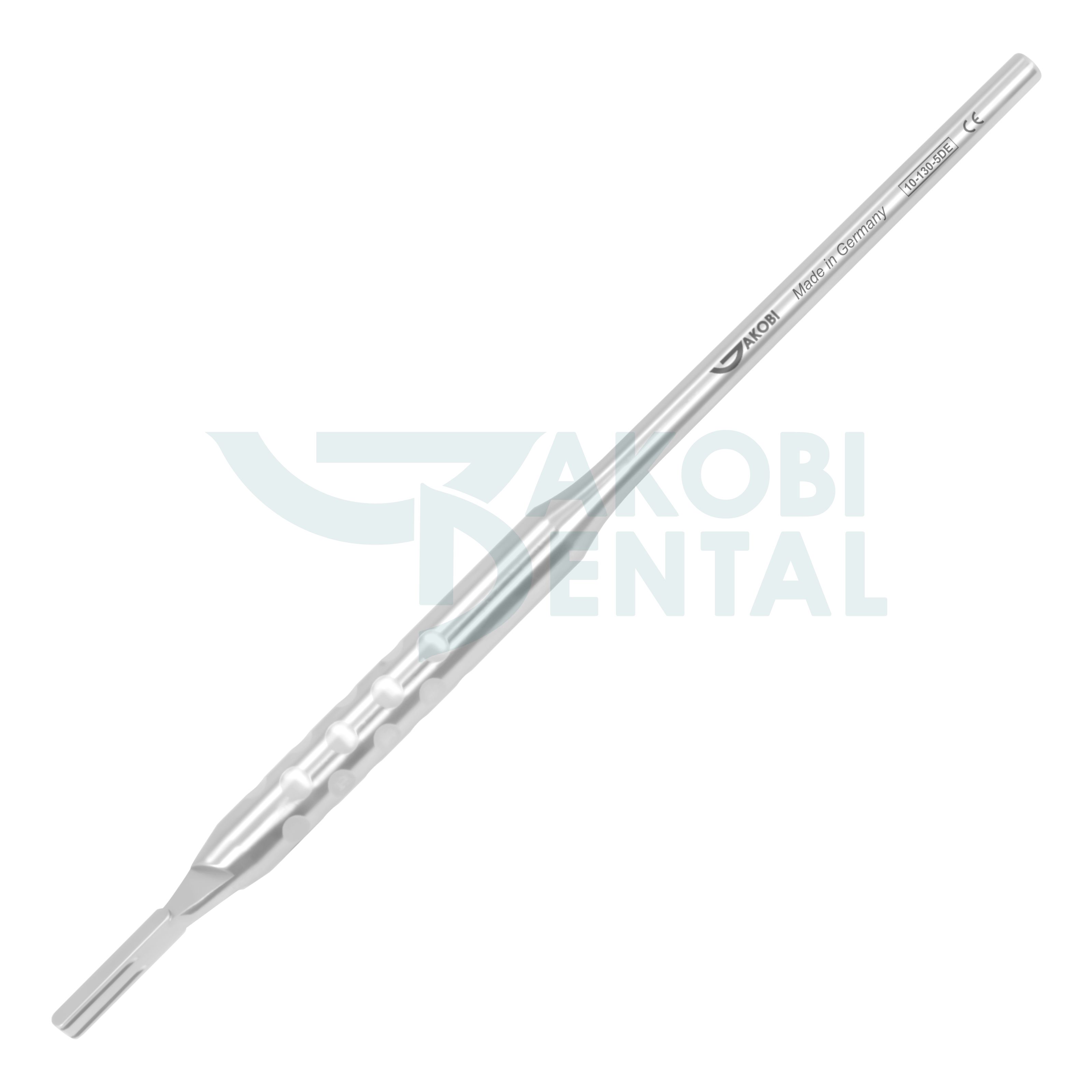 Scalpel handle #5DE, for two blades, round, straight, 150mm